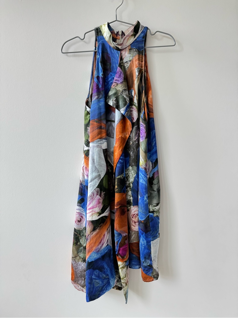 Christopher Kane Floral Print Multicolor Halter Dress with Draped Panel - Italy